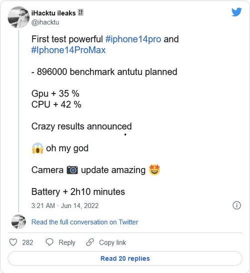 苹果14最新爆料跑分,性能再创新高,超越竞品! 第2张 苹果14最新爆料跑分,性能再创新高,超越竞品! 第2张